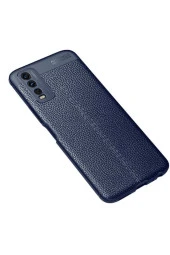 Vivo Y20s Uyumlu Kılıf Niss Silikon Deri Görünümlü Lacivert thumbnail 1