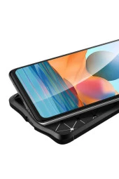 Xiaomi Redmi Note 10 Pro Uyumlu Niss Silikon Deri Görünümlü Siyah Kılıf thumbnail 3