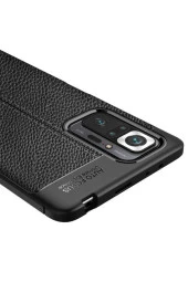 Xiaomi Redmi Note 10 Pro Uyumlu Niss Silikon Deri Görünümlü Siyah Kılıf thumbnail 4