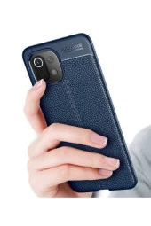 Xiaomi Mi 11 Lite Uyumlu Kılıf Niss Silikon Deri Görünümlü Lacivert thumbnail 3