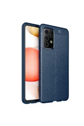 Galaxy A52 Uyumlu Kılıf Niss Silikon Deri Görünümlü Lacivert thumbnail 1