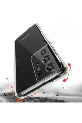 Galaxy S21 Ultra Dört Köşeli Antishock Silikon Kılıf Şeffaf thumbnail 2