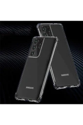 Galaxy S21 Ultra Dört Köşeli Antishock Silikon Kılıf Şeffaf thumbnail 4