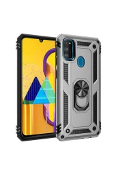 Galaxy M21 Kılıf Shockproof Yüzük Tutuculu Vega Gri thumbnail 1