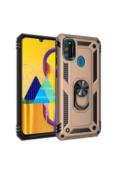 Galaxy M21 Kılıf Shockproof Yüzük Tutuculu Vega Gold thumbnail 1