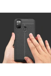 Galaxy M21 Kılıf Niss Silikon Deri Görünümlü Kırmızı thumbnail 2