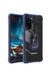 Galaxy S21 Uyumlu Kılıf Yüzük Tutuculu Standlı Freez Lacivert thumbnail 1