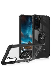 Galaxy S21 Uyumlu Ultra Kılıf Yüzük Tutuculu Standlı Freez Siyah thumbnail 4