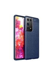 Galaxy S21 Ultra Kılıf Niss Silikon Deri Görünümlü Lacivert thumbnail 1