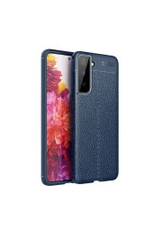 Galaxy S21 Kılıf Niss Silikon Deri Görünümlü Lacivert thumbnail 1