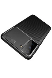Galaxy S21 Kılıf Karbon Delüx Tpu Silikon Kahverengi thumbnail 2