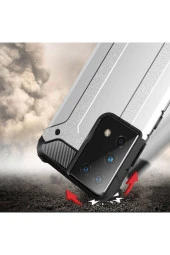 Galaxy S21 Ultra Kılıf Shockproof Slikon Zırh Mavi thumbnail 4