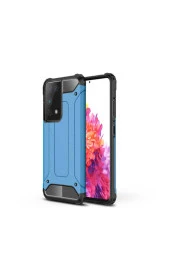 Galaxy S21 Ultra Kılıf Shockproof Slikon Zırh Mavi thumbnail 1