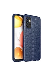 Galaxy A32 Uyumlu Niss Silikon Deri Görünümlü Lacivert Kılıf thumbnail 1