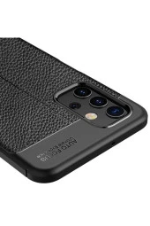 Galaxy A32 Uyumlu Niss Silikon Deri Görünümlü Siyah Kılıf thumbnail 2