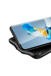 Mate 40 Pro Uyumlu Kılıf Niss Silikon Deri Görünümlü Siyah thumbnail 3