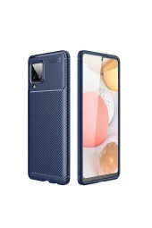 Galaxy A12 Kılıf Karbon Delüx Tpu Silikon Lacivert thumbnail 1