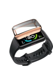 Huawei Band 7 Ile Uyumlu Tpu Çerçeveli Tam Kapatan Ekran Koruyucu Çerçeve Kılıf Rosegold thumbnail 3