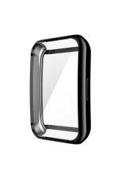 Huawei Band 6 Ile Uyumlu Tpu Çerçeveli Tam Kapatan Ekran Koruyucu Çerçeve Kılıf Siyah thumbnail 2