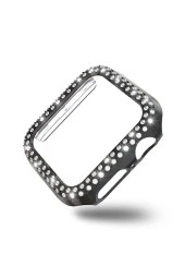 Apple Watch 4 40mm Ile Uyumlu Sert Çerçeve Diamond Kapak Kılıf Siyah thumbnail 1