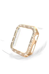 Watch 7 45mm Ile Uyumlu Sert Çerçeve Diamond Kapak Watch 7 45mm Koruyucu Kılıf Gold thumbnail 1