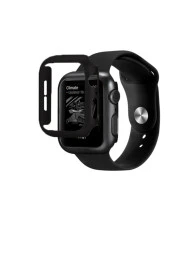 Watch 7 Uyumlu 45 mm İçin Tpu Çerçeveli Ekran Koruyuculu Ön Çerçeve Kılıf Siyah thumbnail 1