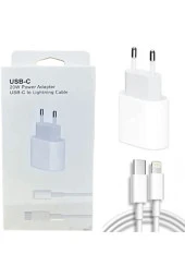 20w Adapter Usb-c To Lightning Kablo Lightning Girişli Cihazlar Için Uyumlu Şarj Seti Seyahat Şarj thumbnail 2