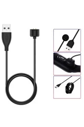 Xiaomi Mi Band 6 Ile Uyumlu Akıllı Saat Şarj Kablosu Manyetik Usb Şarj Aleti Siyah thumbnail 1
