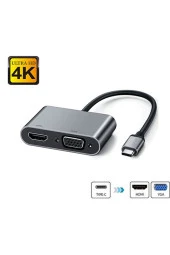 Type-c-hdmı 4k Vga Adaptörü, Usb 3.1 Dönüştürücü Adaptör Notebook Macbook Uyumlu thumbnail 1