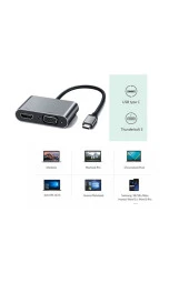 Type-c-hdmı 4k Vga Adaptörü, Usb 3.1 Dönüştürücü Adaptör Notebook Macbook Uyumlu thumbnail 4