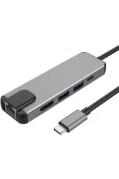 Type-c To 4k Hdmı Hub 5in1 Rj45 Lan 2usb 3.0 Type-c Port thumbnail 2