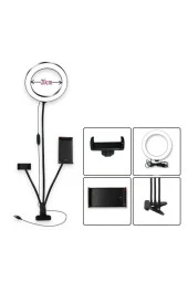 3 In 1 Selfie Led Halka Işık Klip-on Standı Telefon Ve Tablet Altlığı Tutucu thumbnail 1