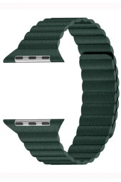 Apple Watch Kayış 44 Mm Deri Yeşil Koyu thumbnail 1