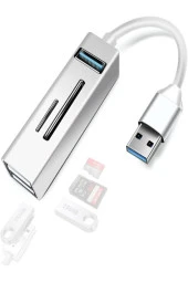 Pc Usb Çoklayıcı 3.0 Hub Usb To Usb 5in1 Port Hızlı Aktarım 5gbps Usb Hafıza Kart Okuyucu A803 - 3
