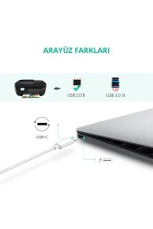 Type-c Usb B Printer Kablosu 2 Metre Beyaz Type-c Yazıcı Kablosu - 2