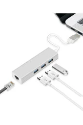 Usb 3.0 Gigabit Ethernet 1000mbps Rj45 3 Port Usb 3.0 Hub Çoklayıcı thumbnail 1
