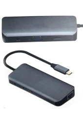 Type - C 10 In 1 Multi-port 3x Usb 3.0 + 4k Hdmı + Vga + Micro Sd + Audio-mic Dönüştürücü thumbnail 2