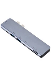 7 In 1 Çift Type-c (usb C) To Usb Hdmı Sd Tfkart Okuyucu Macbook Ile Uyumlu 7 Port Çoklayıcı Adaptör - 2
