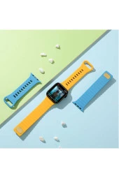 Apple Watch 5 Ile Uyumlu Metal Toka Tasarımlı 42-44mm Strip Kabartmalı Kordon Koyu Yeşil thumbnail 3