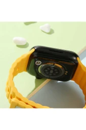 Apple Watch 3 Ile Uyumlu Metal Toka Tasarımlı 38-40mm Strip Kabartmalı Kordon Koyu Yeşil thumbnail 4