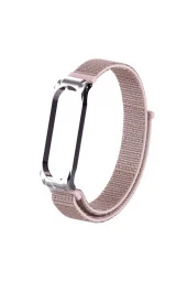 Xiaomi Mi Band 4 Ile Uyumlu Saat Kayışı Hasır Örme Metal Çerçeve Kordon Kayış Toz Pembe thumbnail 1
