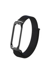 Xiaomi Mi Band 3 Ile Uyumlu Saat Kayışı Hasır Örme Metal Çerçeve Kordon Kayış Siyah thumbnail 2