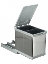 Çöp Kovası Raylı Otomatik 30cm Paslanmaz 8+8Lt Açık Gri - 1