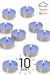 10 Adet | Okyanus Kokulu Tealight Mum | 4 Saat Yanar | Dekoratif Mumluk Mumu - 1