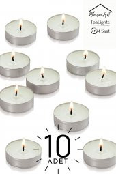 10 Adet | Yasemin Kokulu Tealight Mum | 4 Saat Yanar | Dekoratif Mumluk Mumu - 1
