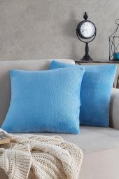 Sofa | 2 Adet Mavi Renk Welsoft Kırlent Kılıfı Yastık Kılıfı 44x44 Cm - 1
