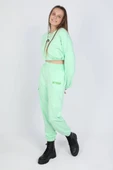 Kadın Beli Lastikli Crop Sweatshirt Fıstık Yeşili - 2