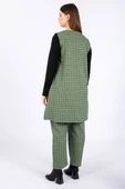 Kadın Büyük Beden Kareli Yelekli Takım 3'lü Yeşil thumbnail 5