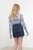 Pencere Detaylı Jakarlı Crop Top - 5