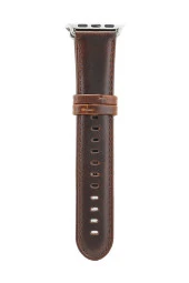 Apple Watch Için 38mm Hakiki Deri Kayış Kordon Kahverengi Koyu thumbnail 3
